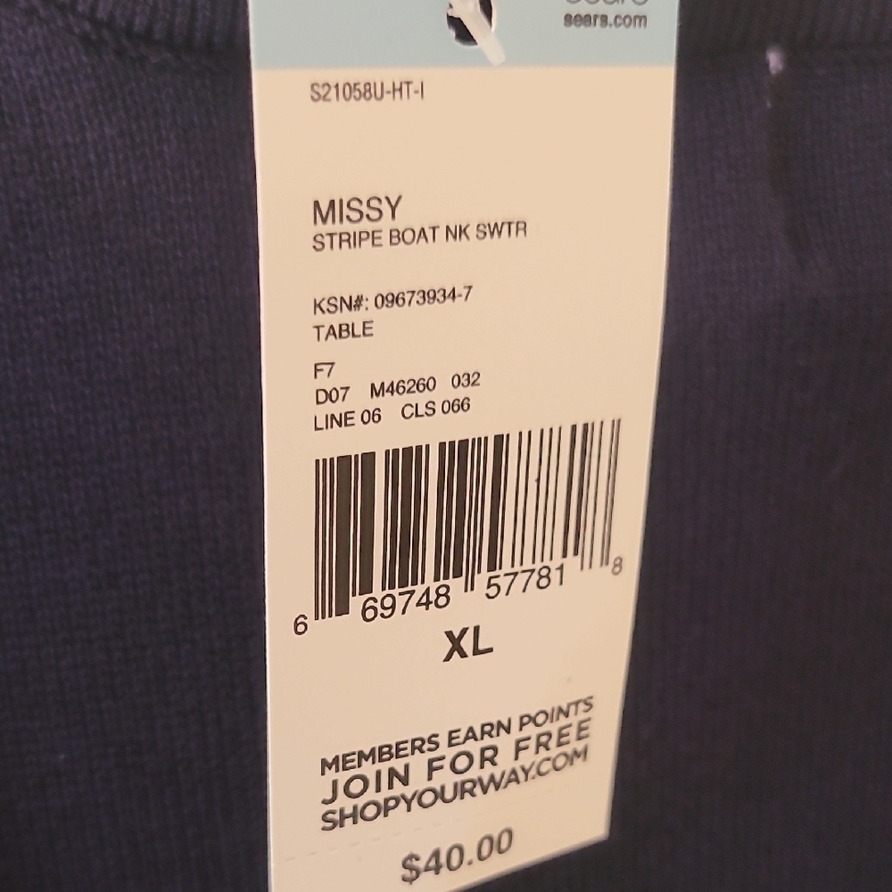 Elegant Striped Long Sleeve Top in Navy and Mint - Picture 3 of 6